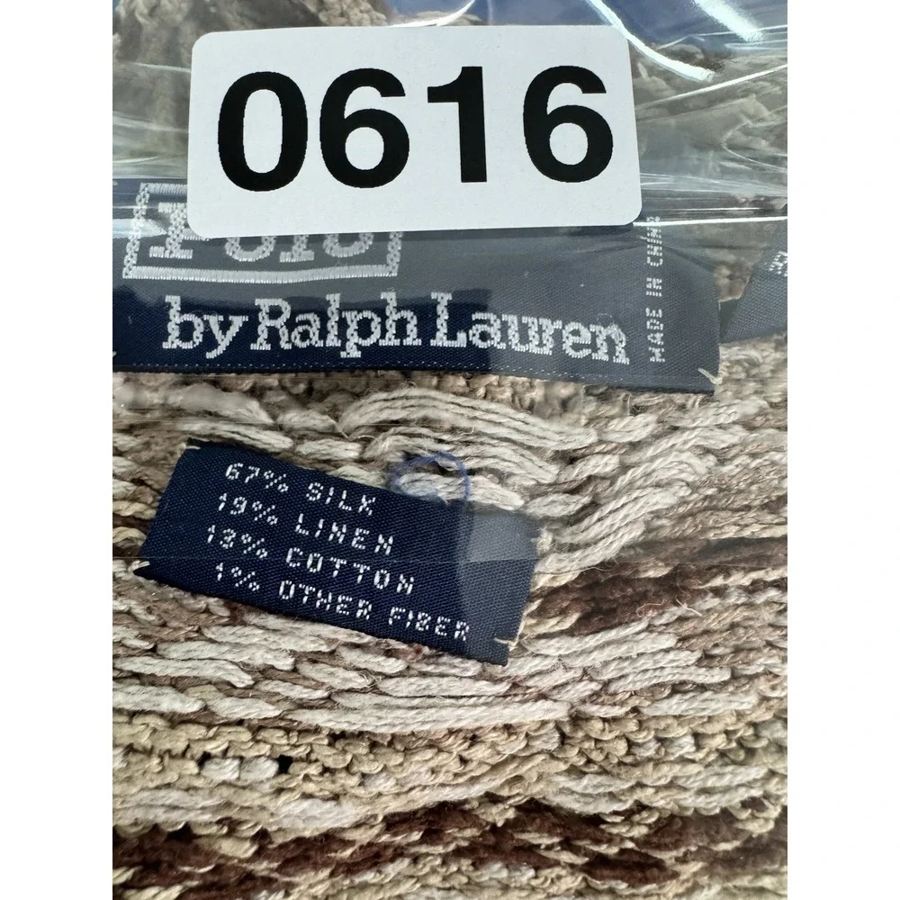 Vintage 90s Polo Ralph Lauren Silk Linen Fair Isle Sweater Mens L Brown Tan